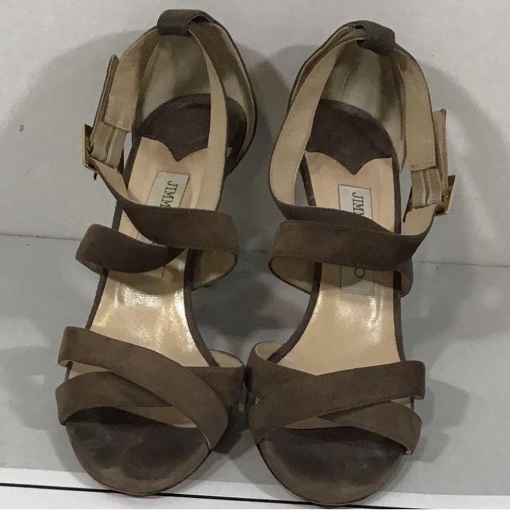 Women’s Jimmy Choo Brown Suede Strappy High Heels Sandals Size 39